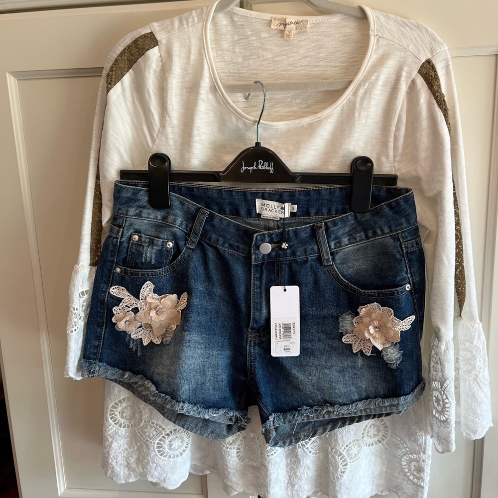 Brand new never worn Molly Bracket shorts and designer shirt - sold as set